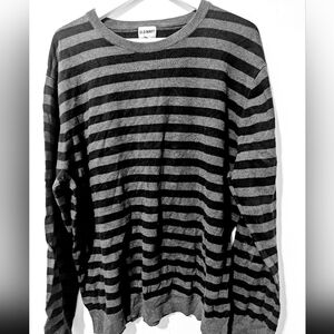 Old Navy Men's Charcoal and Black Striped Crewneck Sweater